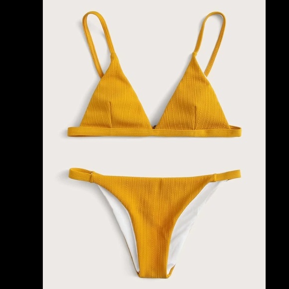 Nasty Gal Other - 🔴Gold mustard triangle top bikini swimsuit